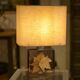 Lamp with plane tree leaf inclusion by Pierre Giraudon 1970s