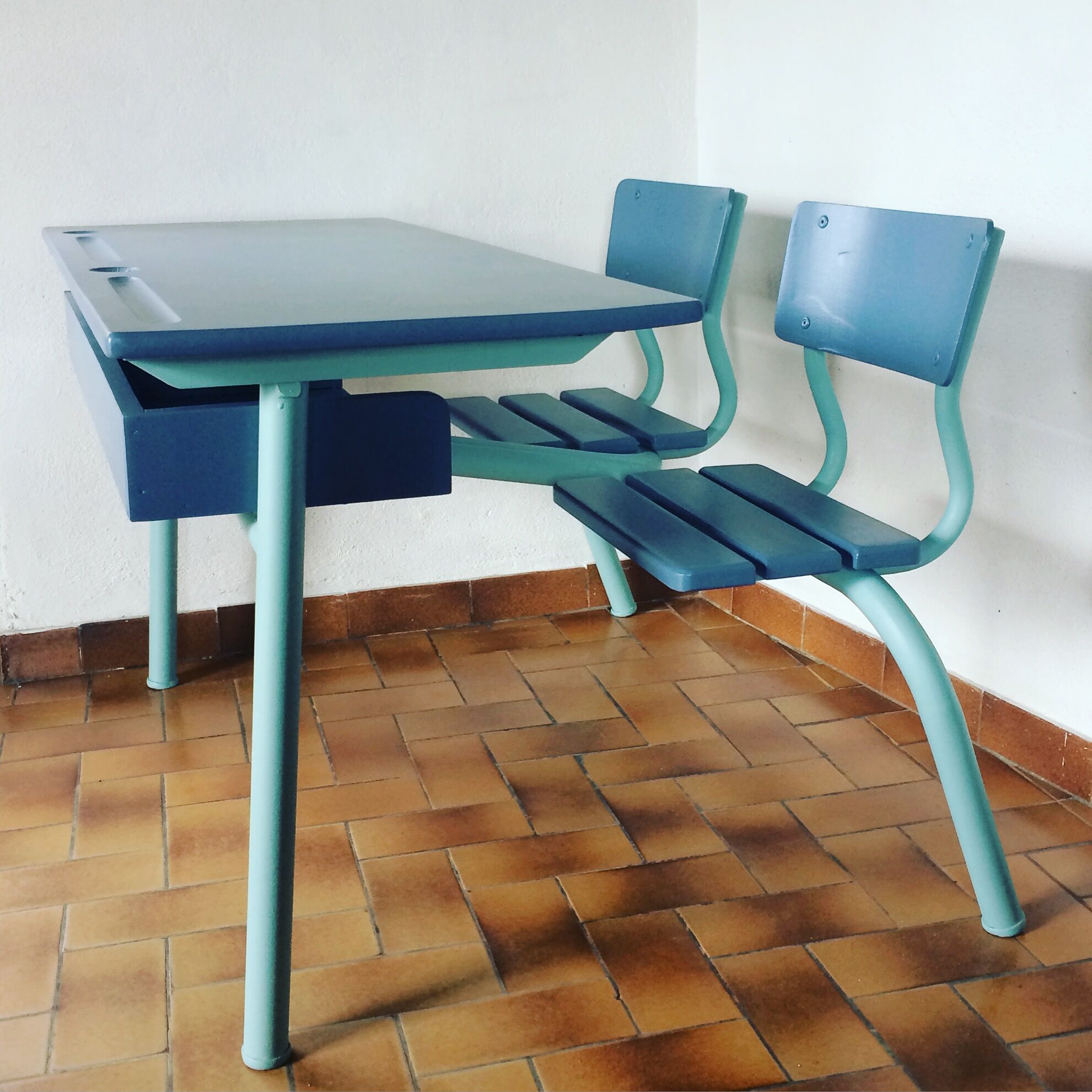 Double bureau écolier relooké  années 50