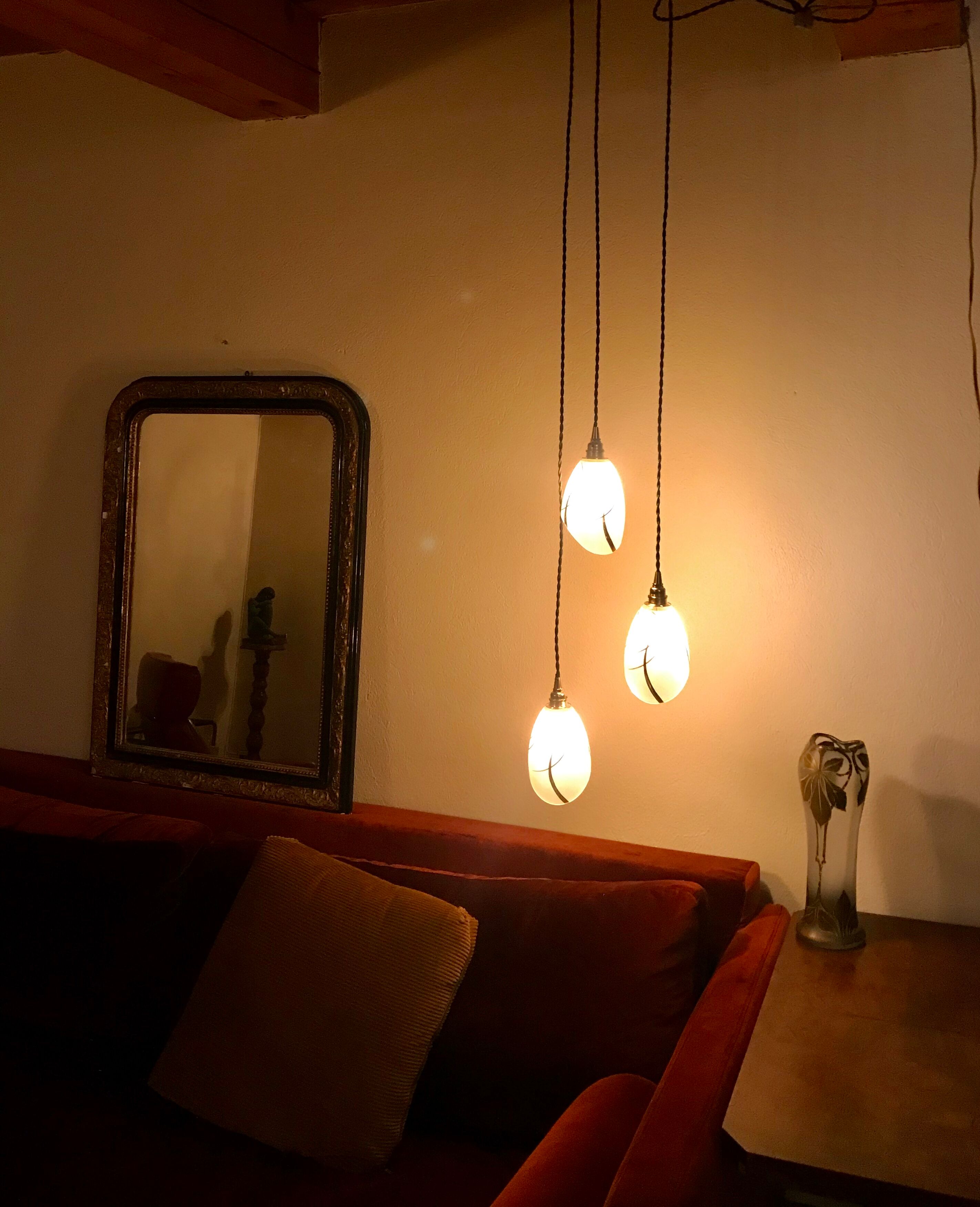 Suspension waterfall art deco tulips glass