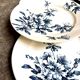 6 Lunéville flat plates in blue ironstone, "Azaléa" service.