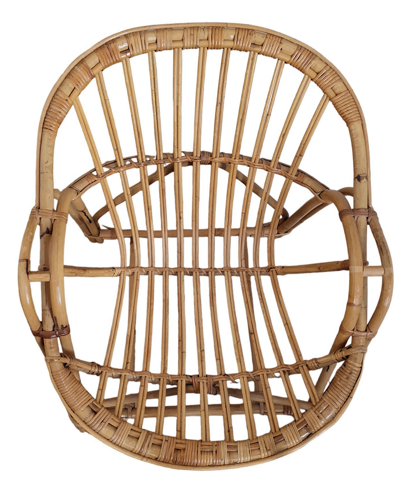 Duo of rattan shell armchairs 1970