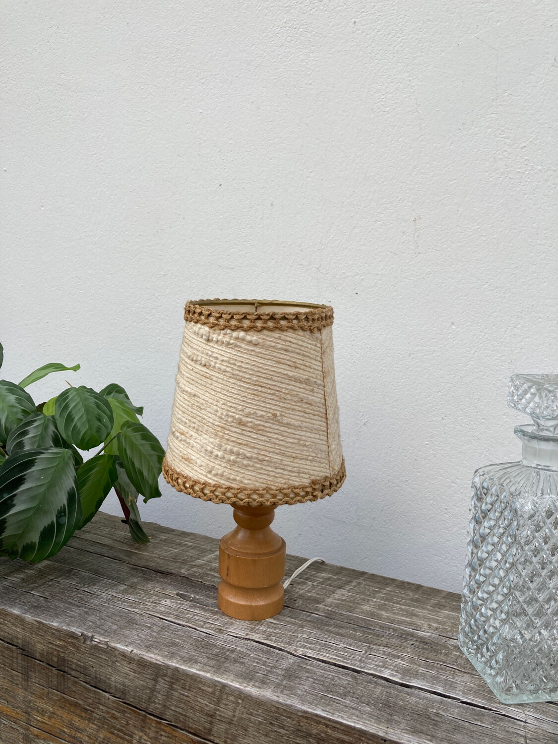 Bedside lamp in wood and wool 1970