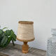 Lampe de chevet en bois et laine 1970