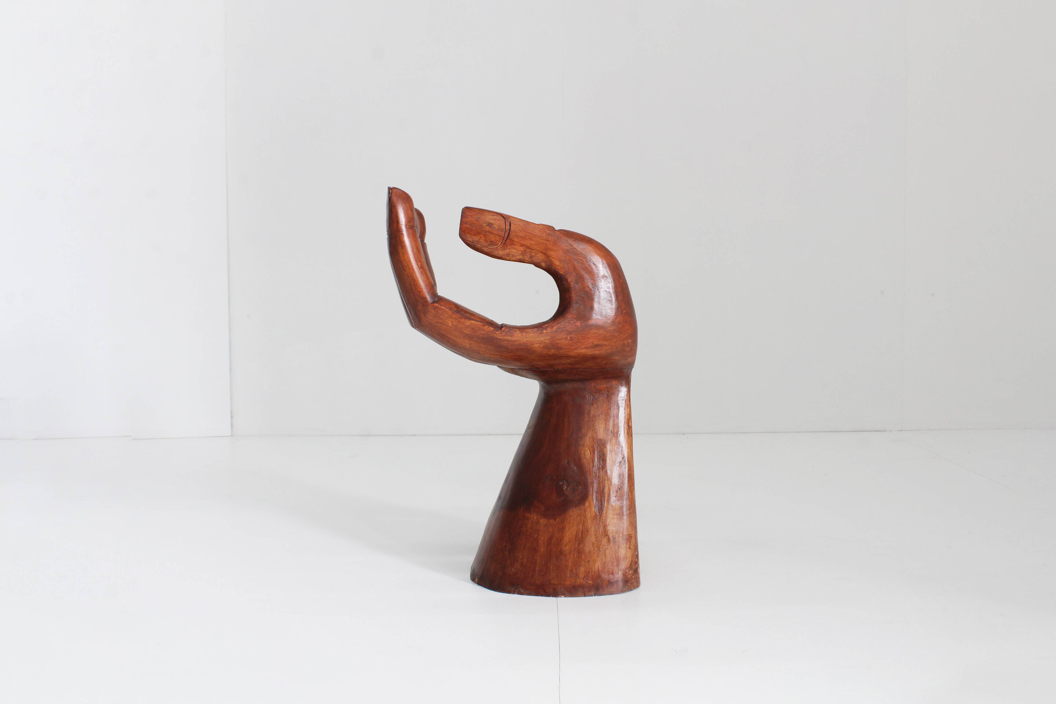 Sculptural wooden hand chair