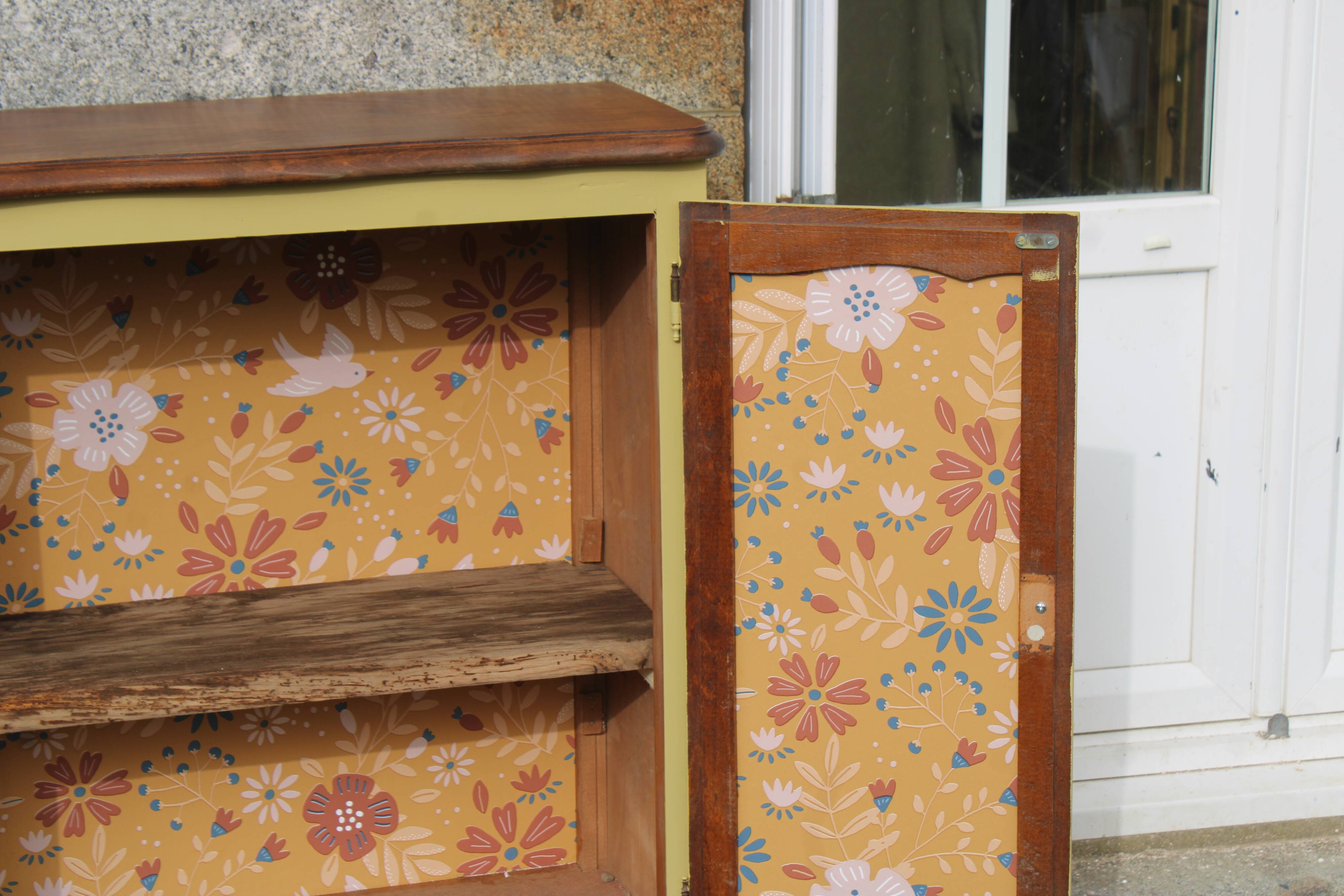 Renovated antique buffet – bright yellow