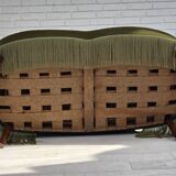 1960s, Danish 2-seater sofa, green furniture velour, beech wood.