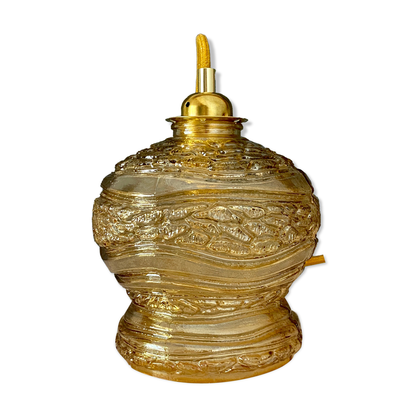 Vintage amber glass globe player