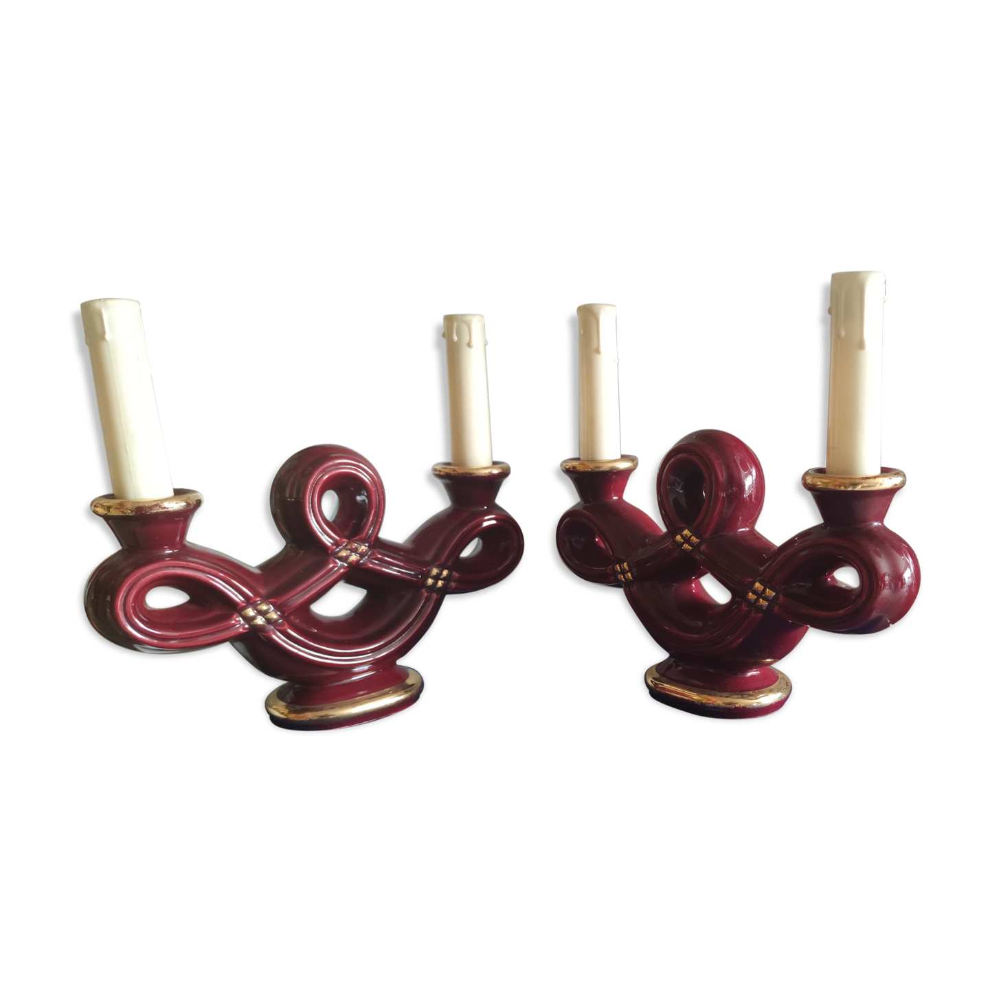 Pair of ceramic candelabra from Vallauris, circa 1950