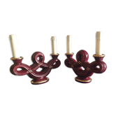 Pair of ceramic candelabra from Vallauris, circa 1950