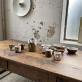 Ensemble céramique anthropomorphe théière, tasses et bol