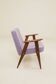 Mid-century modern armchair, oak wood, natural wool.