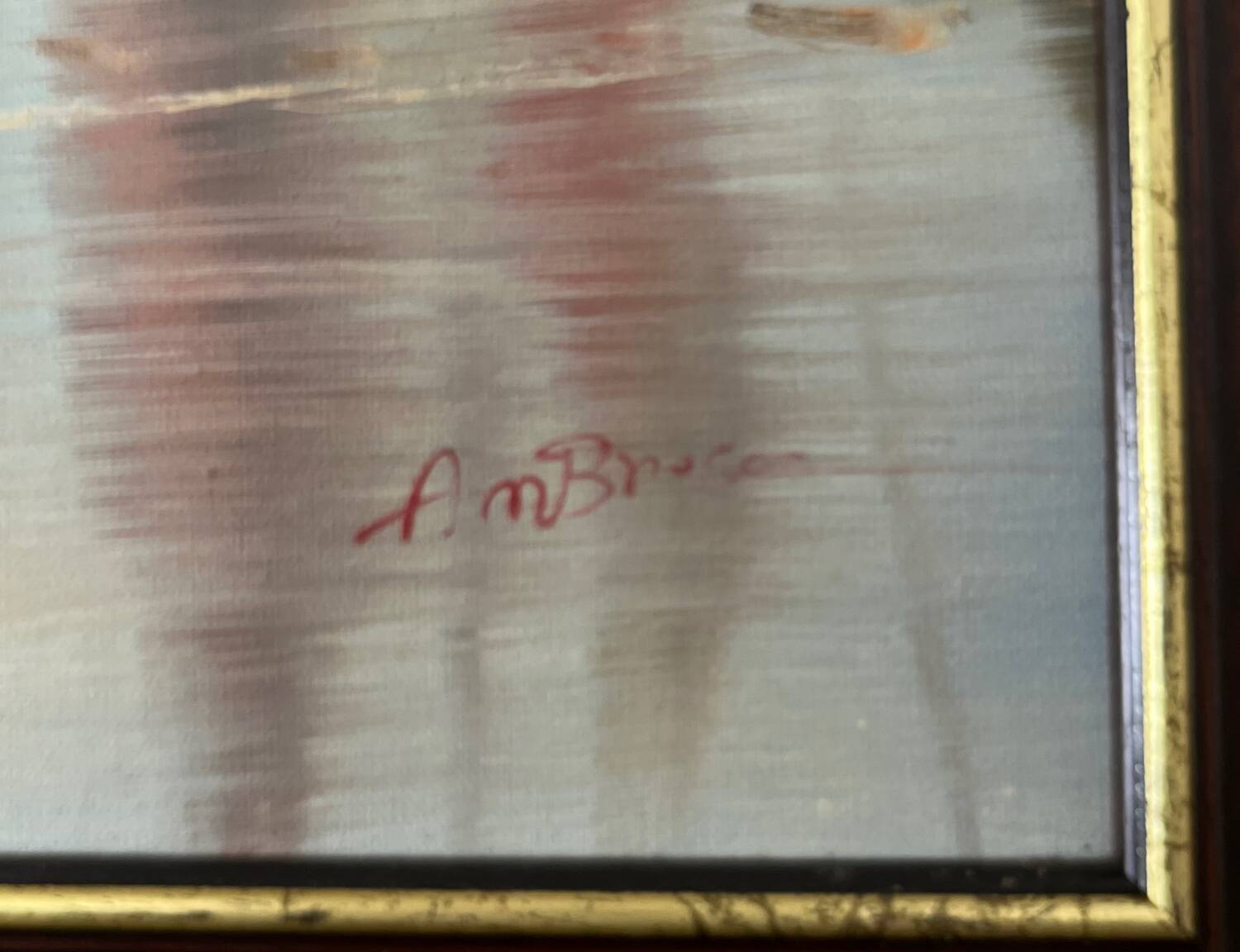 Painting: oil on canvas - lake landscape