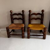Pair of low oak chairs