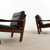 Paire de fauteuils noir par Illum Wikkelsoe pour Niels Eilersen, Danemark