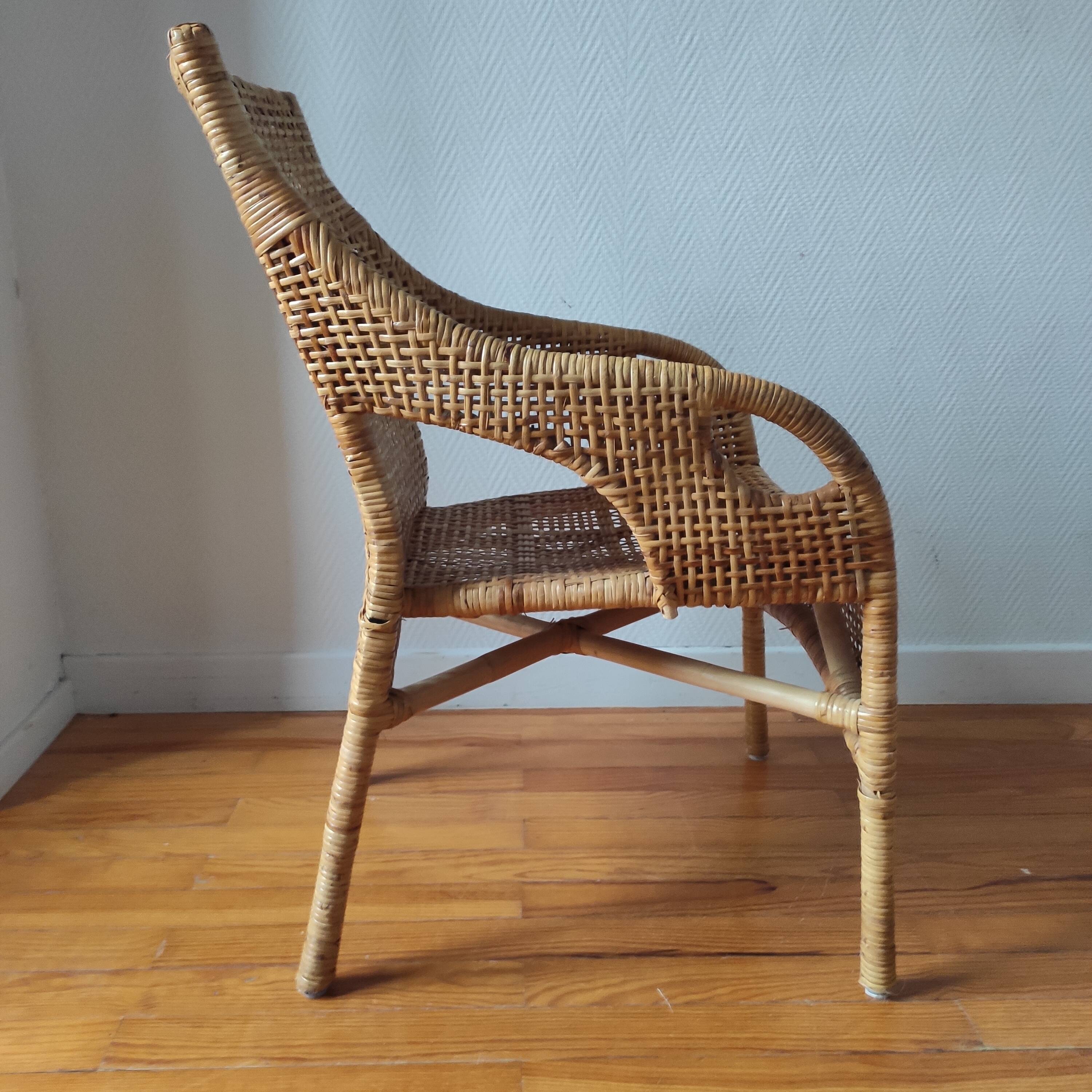 Fauteuil vintage en rotin de Maria Vinka pour Ikéa