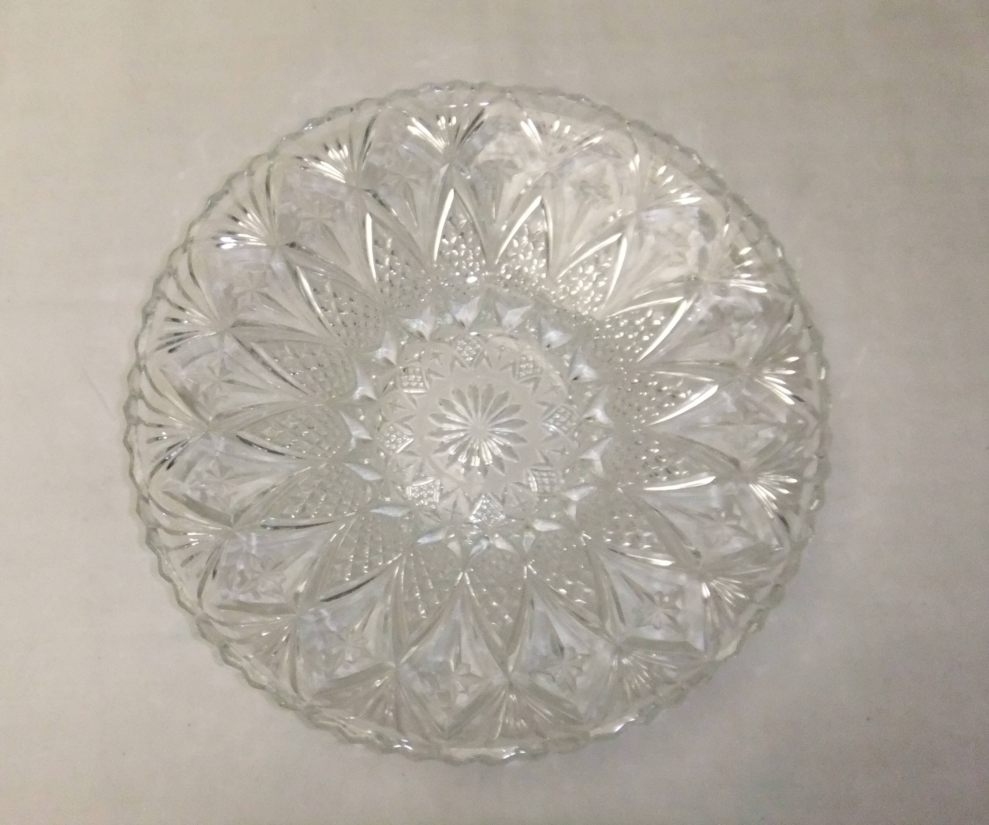 Cut crystal fruit bowl basket centerpiece vintage dish 33cm