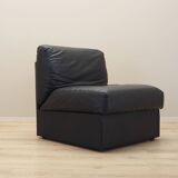 Black leather pouffe/armchair, Italian design, 1960s, production: Italy