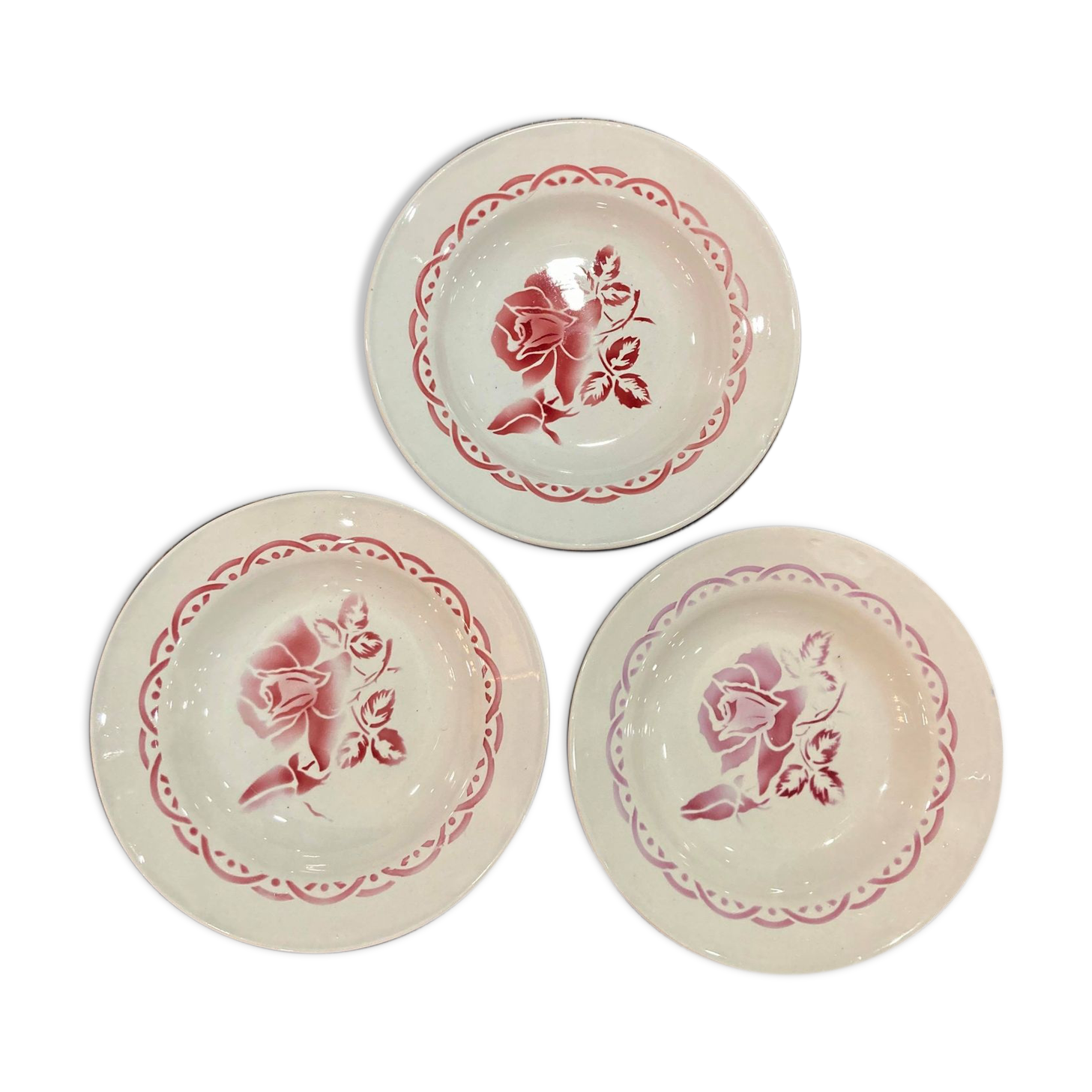 Set of 3 plates Digoin Sarreguemines