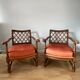 2 fauteuils vintage en bois et tissu