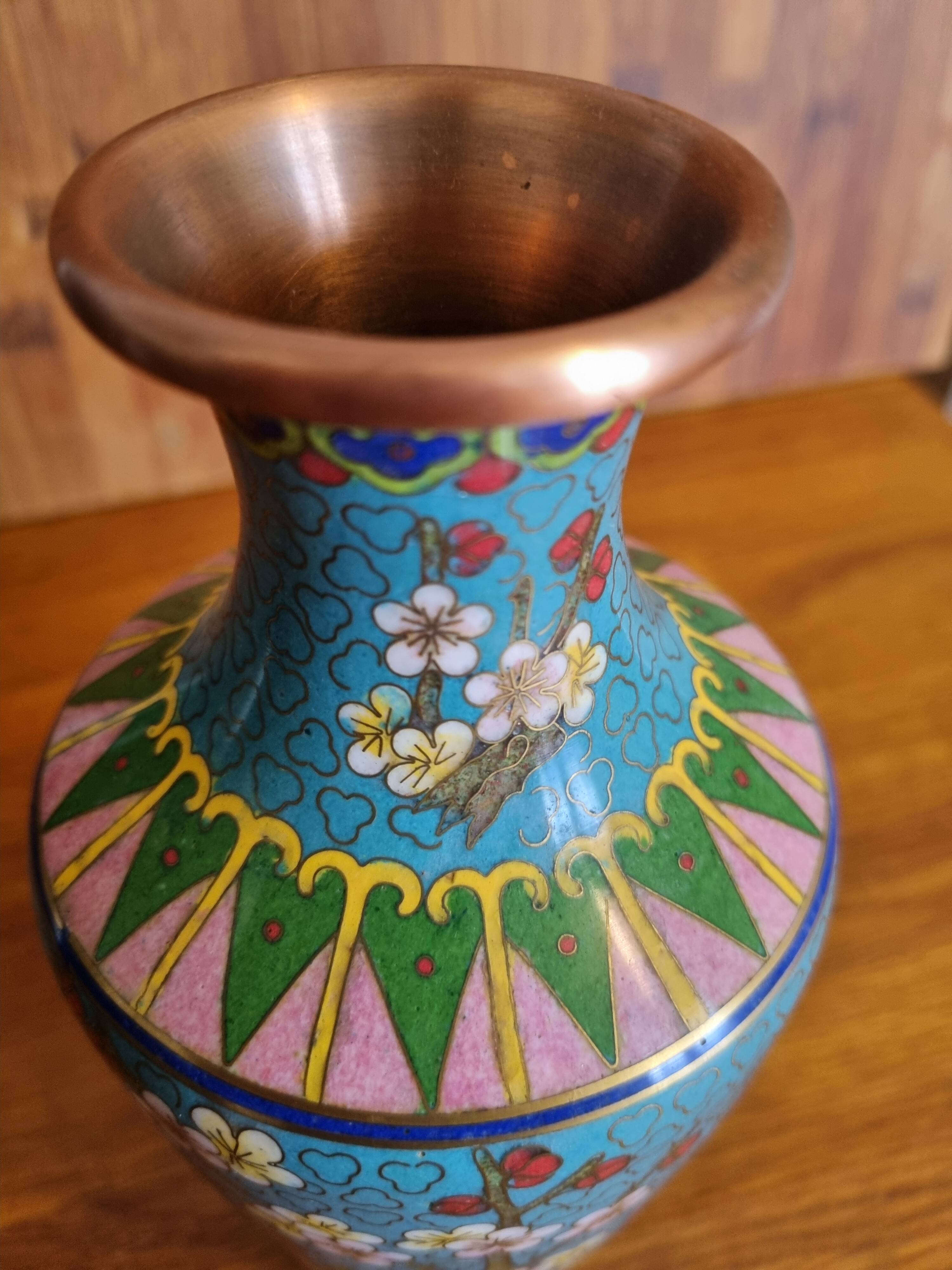 Cherry Blossom Cloisonne Vase