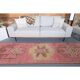 Vintage Turkish hand-knotted wool cotton pink runner rug 92x290