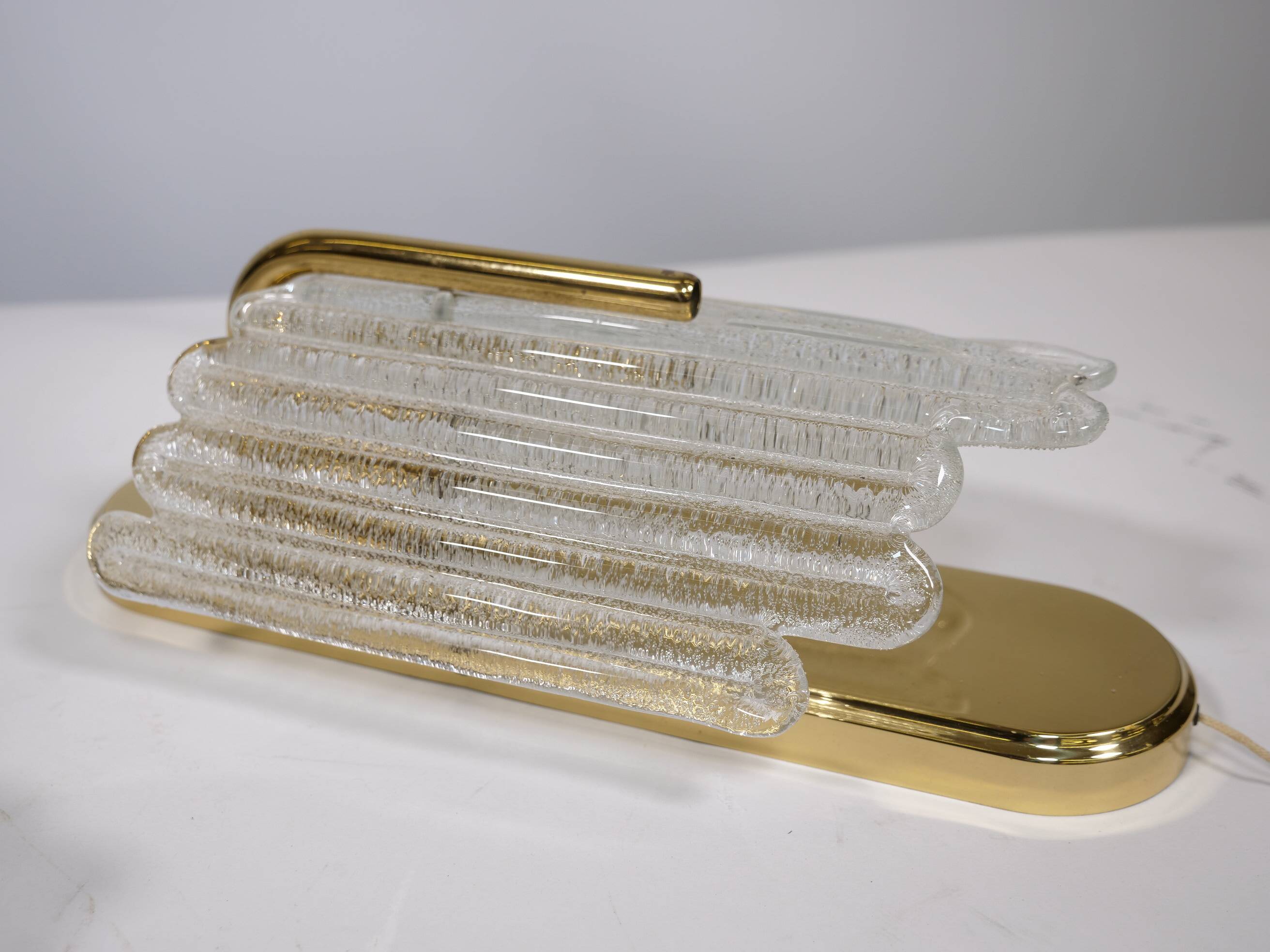 Brass and Ice Glass Wall Lamps by Carl Fagerlund for JBS, Set of 2, 1970s