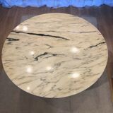 Round table roche bobois in marble chrome steel of the 70s