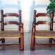 Oak and rush armchair, brutalist style, Charles Dudouyt, 1940s
