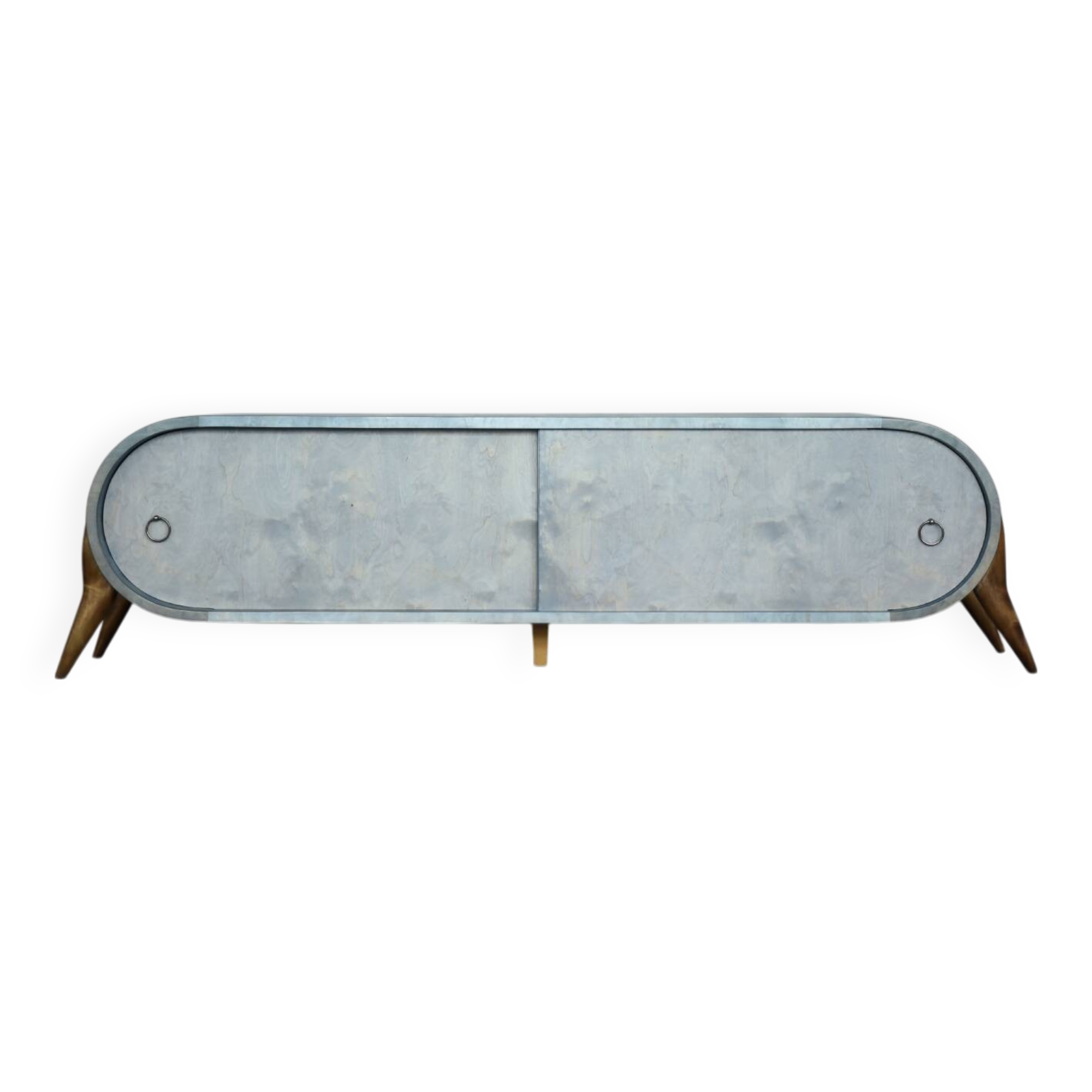 Buffet vintage du milieu du siècle moderne italien turquoise en bouleau