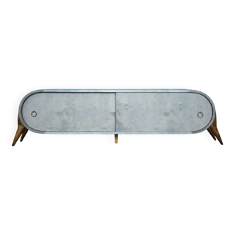Buffet vintage du milieu du siècle moderne italien turquoise en bouleau
