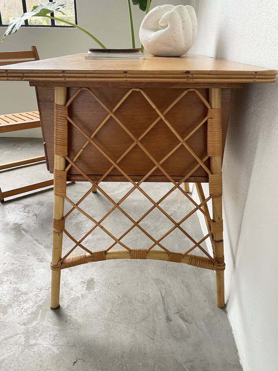 Bureau rotin Louis Sognot et sa chaise