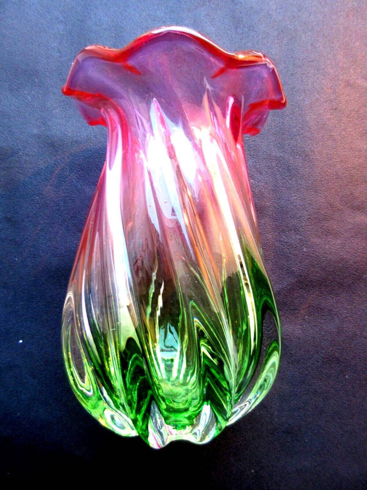 Murano crystal art deco vase