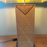 Vintage straw marquetry lamp