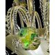 Contemporary Lively Transparent and Gold Floral Chandelier in Murano Glass