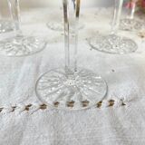 6 cut crystal red wine glasses, French