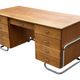 Bureau tubulaire de style Bauhaus du milieu du siècle, design des années 40 en chêne