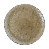 Round dish in smoked glass flower pattern 70s