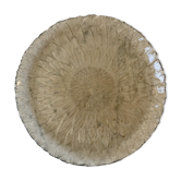 Plat rond en verre fumé motif fleur années 70