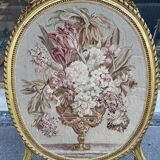 Gilded wooden screen and Napoleon III floral tapestry