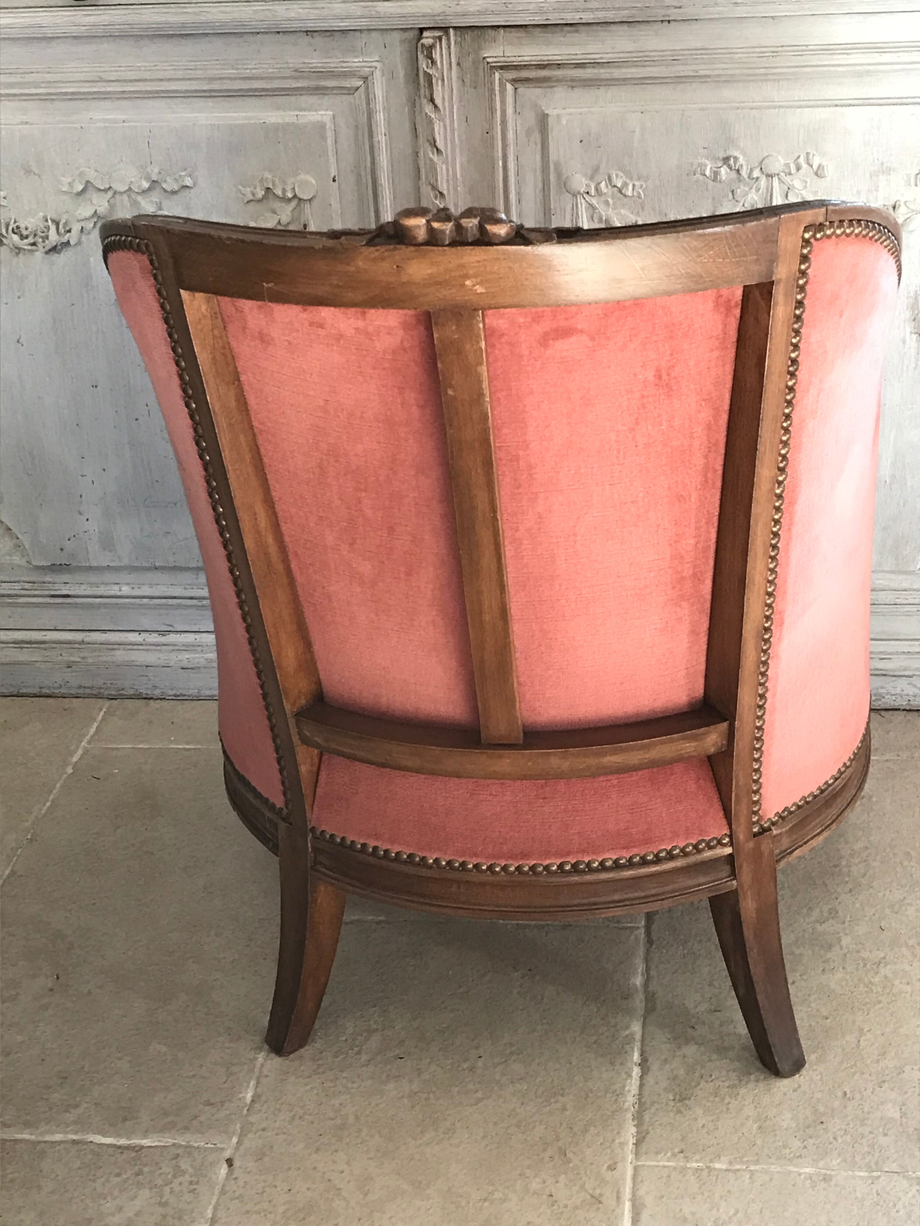 Velvet shepherdess armchair