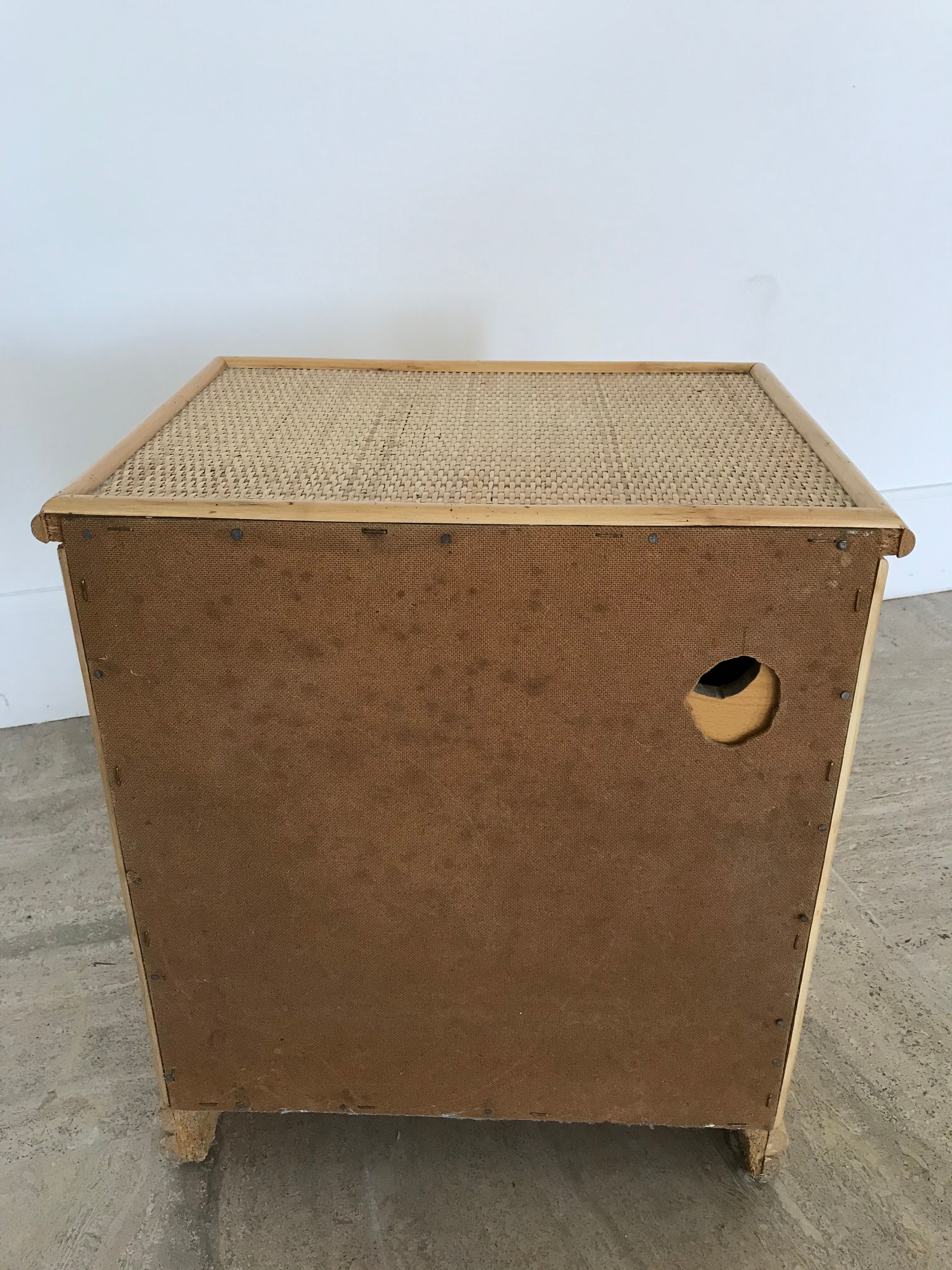 Pair of bamboo and braided rattan bedsides