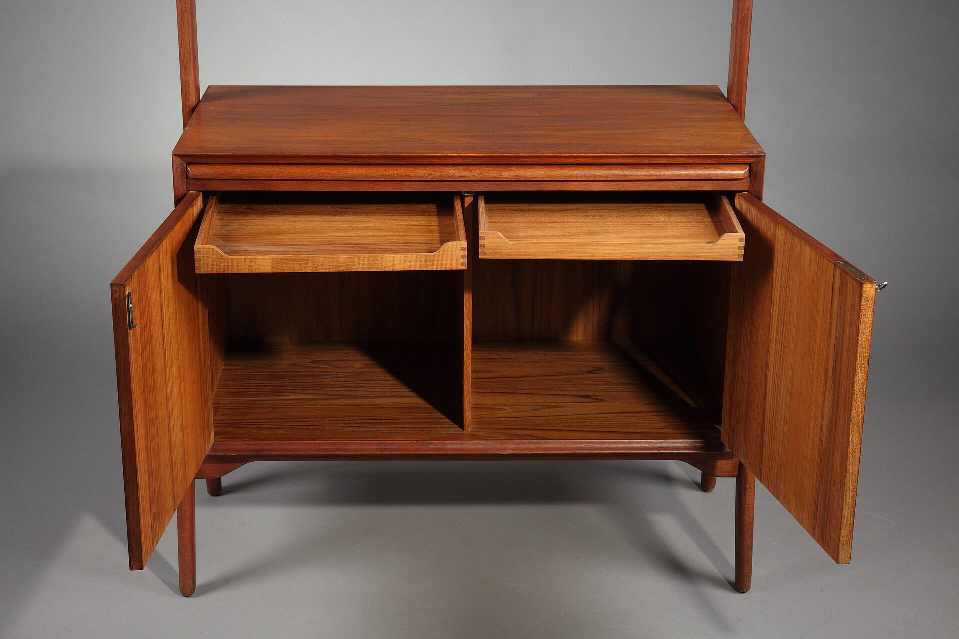 Modular bookcase coffered teak, Danish labour