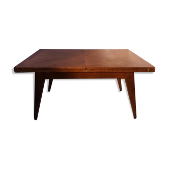 Table à système années 50, plaquée chêne