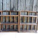 2 old rattan wall shelves