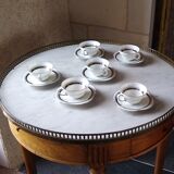 6 coffee cups in fine epiag white and steel gray moiré porcelain