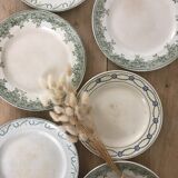 Lot 6 mismatched iron earth dessert plates