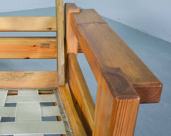 Yngve Ekstrom Canapé Dymling 2 places design scandinave en pin suédois années 70
