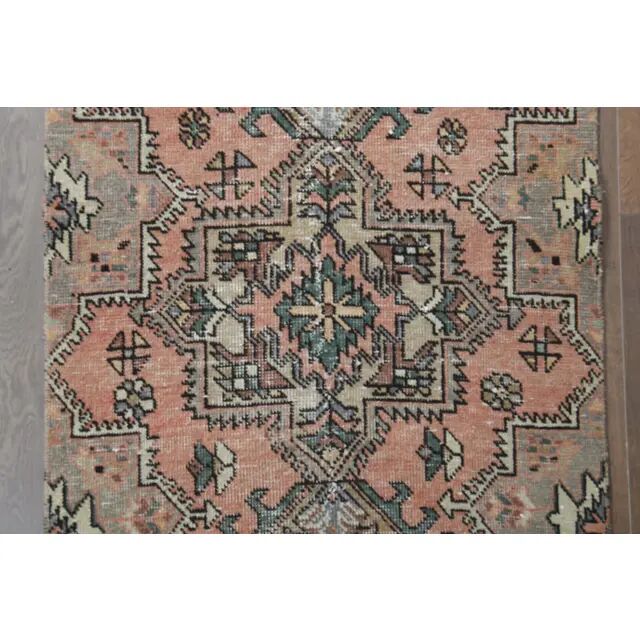 1970s Turkish Oushak Handmade Wool Cotton Orange Runner Rug 78x327