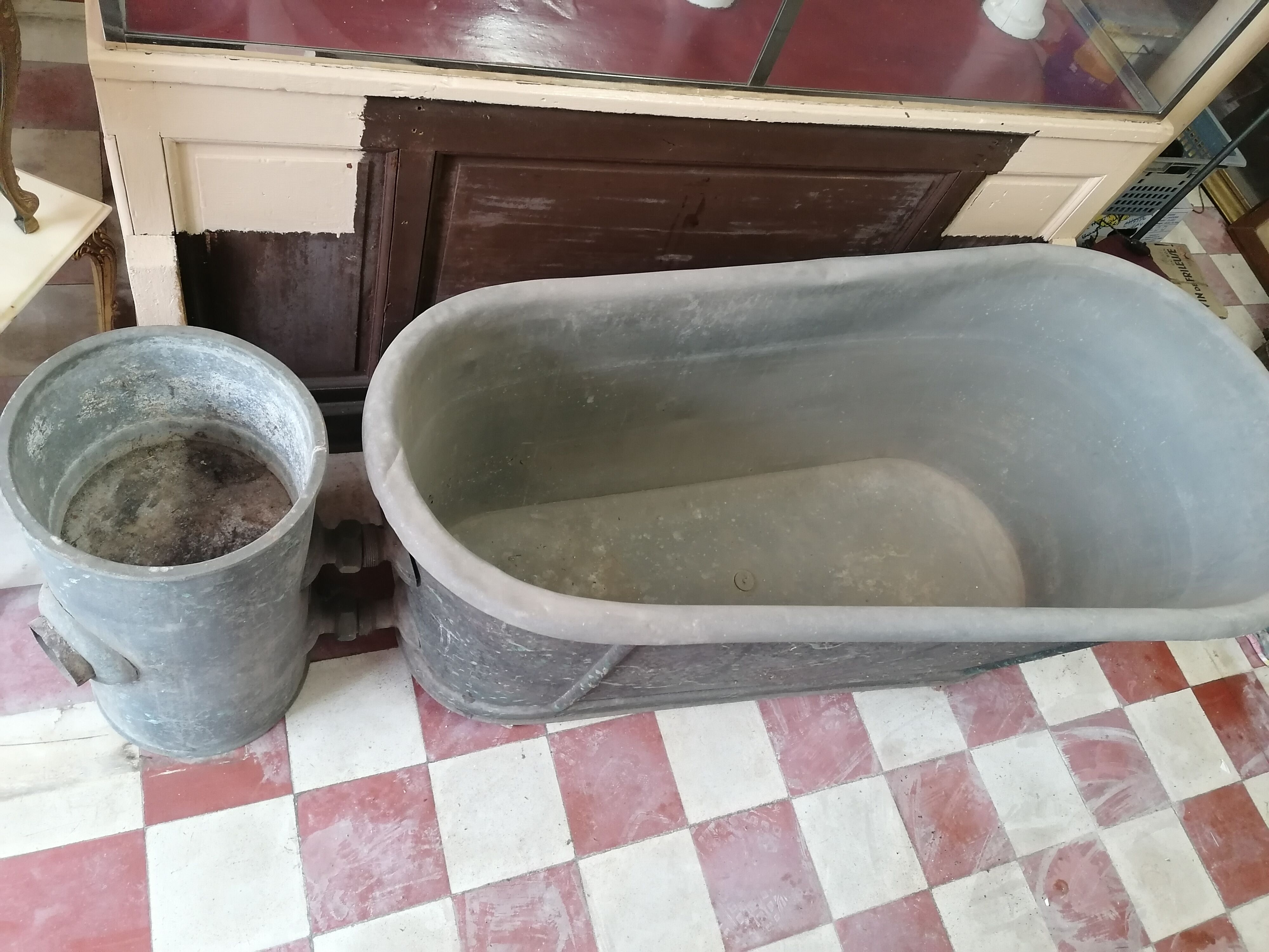 old bathtub with its stove