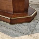 Brown leather coffee table with brass details, France, 1975